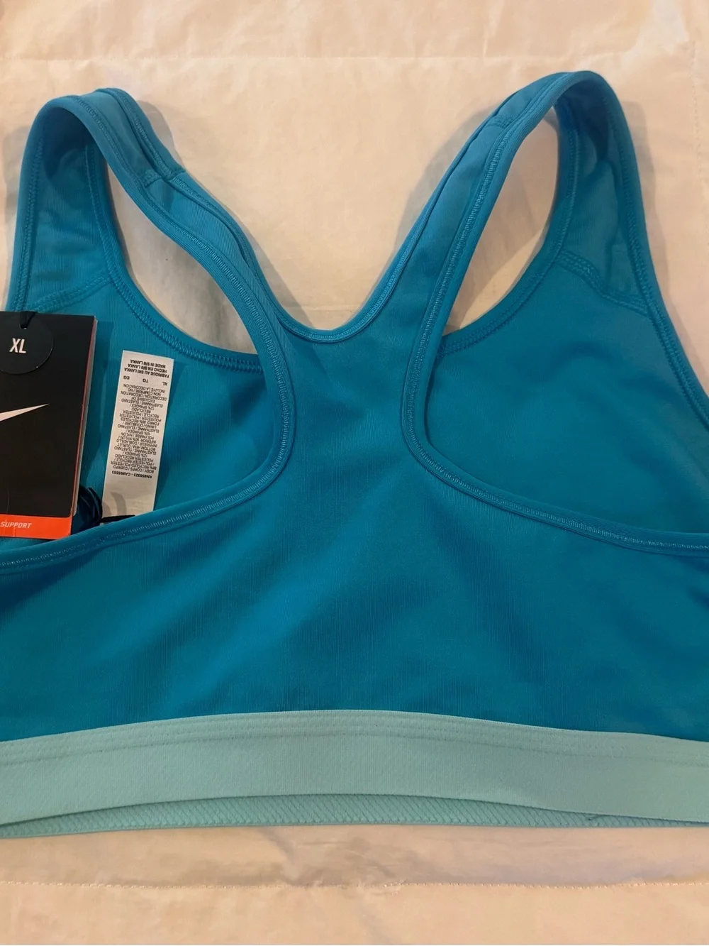 Nike Blue Racerback Sports Bra XL with Light Blue Band Medium Support